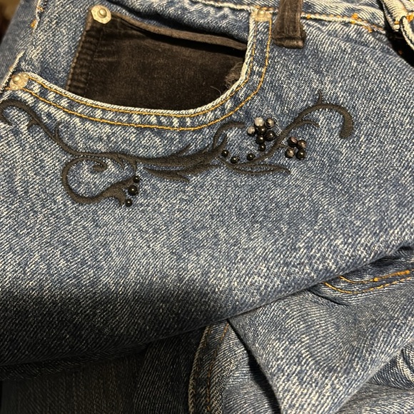 Vintage 80's Jordache Embellished Denim Jean Sz Jr 7/8 Dark Wash High Waisted - Picture 9 of 9